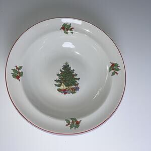Cuthbertson Vintage American Christmas Tree Red Serving Dish Large Bowl 9.4"